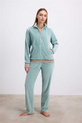 Arias Closet Kadife Dokulu Uzun Kollu Sweatshirt ve Pantolon Takımı