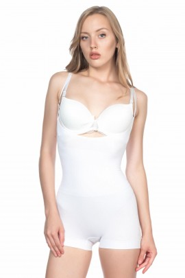 Arias Closet Beyaz MI Emay 2058 Göğsü Açık Kısa Paça Boy Korse
