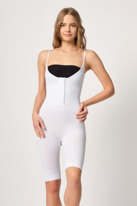 Arias Closet Beyaz MI Emay 2093 Ön Agraflı Göğsü Açık Paçalı Boy Korse