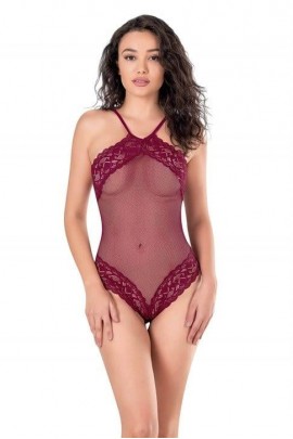 Primoda Bordo File-Tül Bodysuit Gecelik 8126
