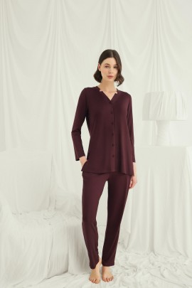 Arias Closet Uzun Kollu Boydan Düğmeli V Yaka Pijama Takımı