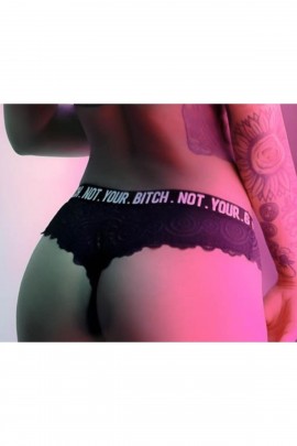 Siyah Yazı Detaylı Fantezi String