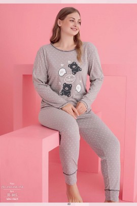 Arias Closet Büyük Beden Pamuklu Hi Bear Ayıcık Desenli Pijama Takımı