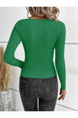 Uzun Kollu Kruvaze Yaka Triko Bluz BN-70185