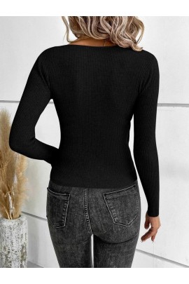 Uzun Kollu Kruvaze Yaka Triko Bluz BN-70184