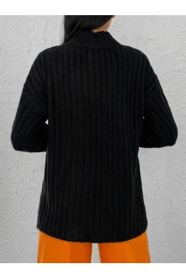 Uzun Kollu Düğme Detay Triko Kazak BN-52454