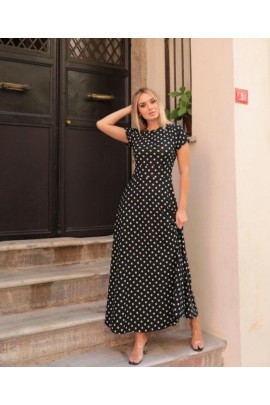 Tam Boy Puantiyeli Janes Crep Kumaş Elbise135 Cm BN-56009