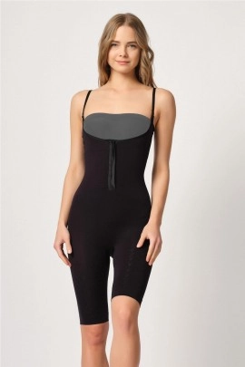 Arias Closet Siyah MI Emay 2093 Ön Agraflı Göğsü Açık Paçalı Boy Korse
