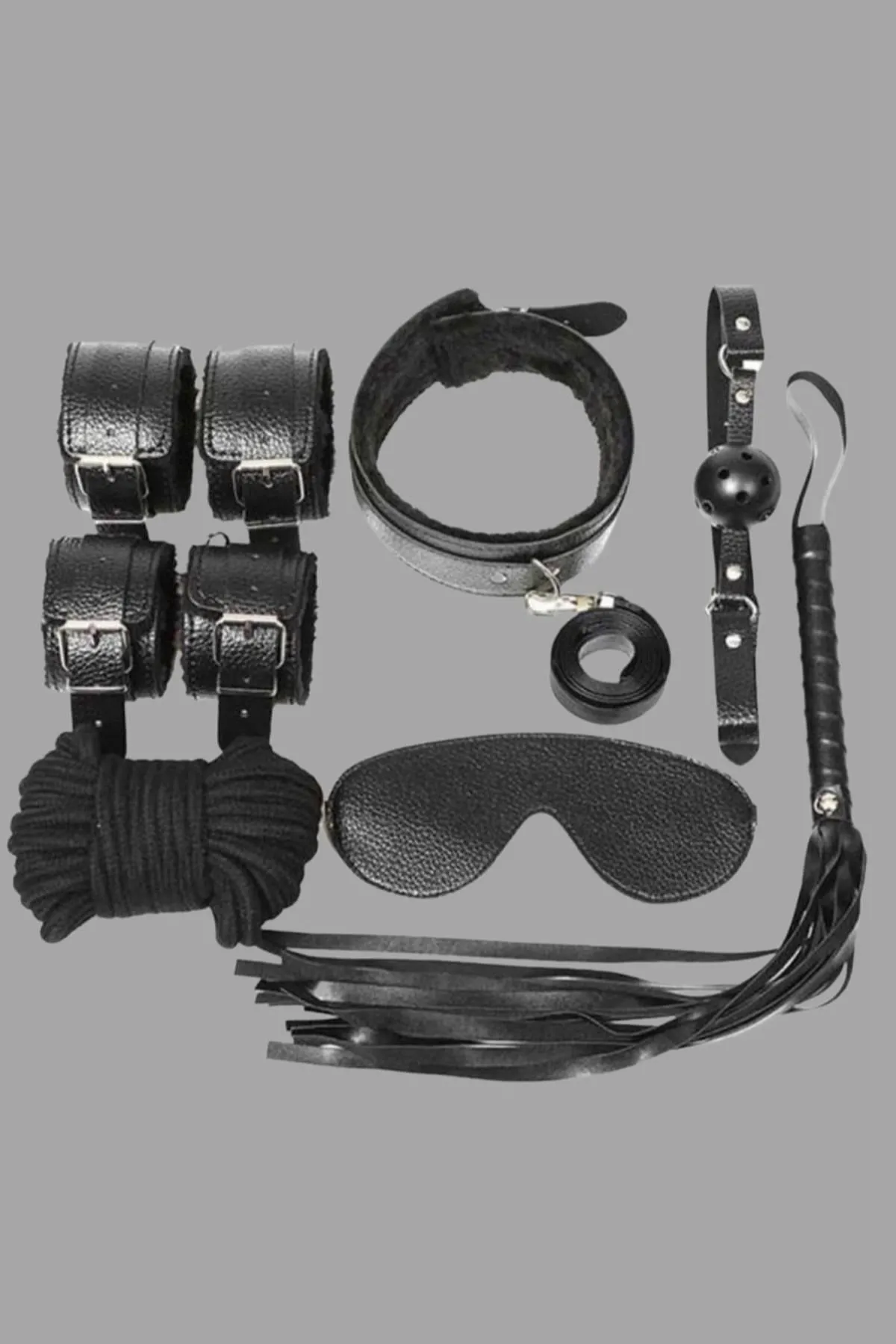 Arias Closet Kol Bacak İp Maske Kelepce Ağız Topu Kople Deri Set
