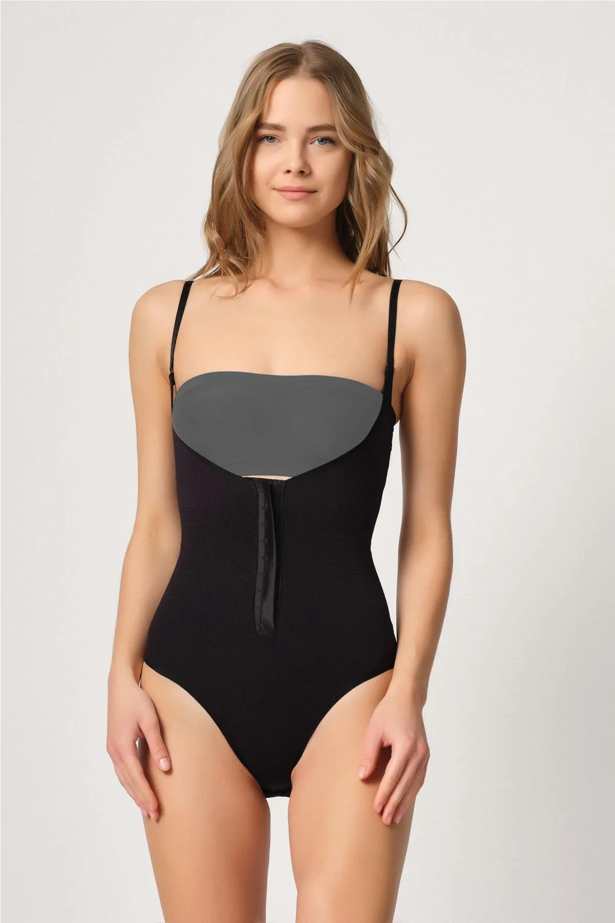 Siyah Göğsü Açık Agraflı Body Korse