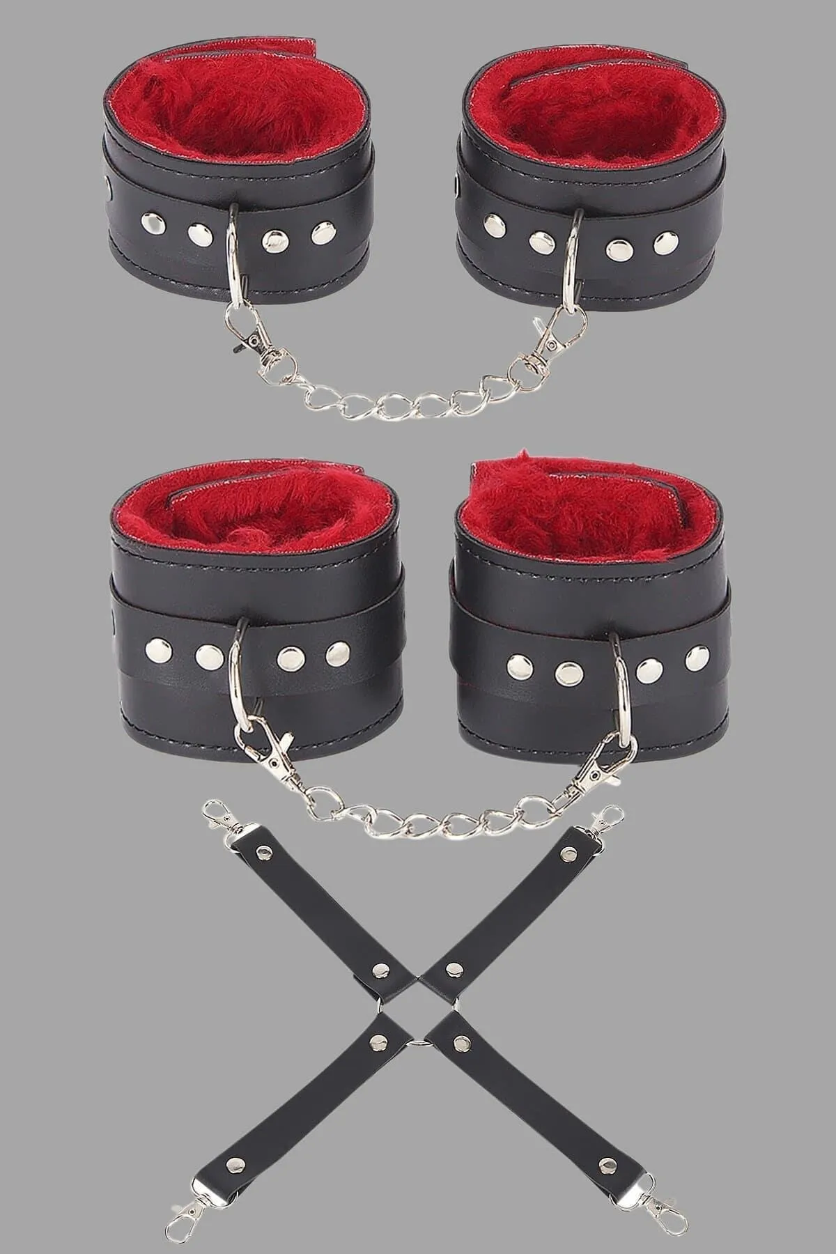 Arias Closet Siyah Kırmızı Harness Fantezi Aksesuar Set
