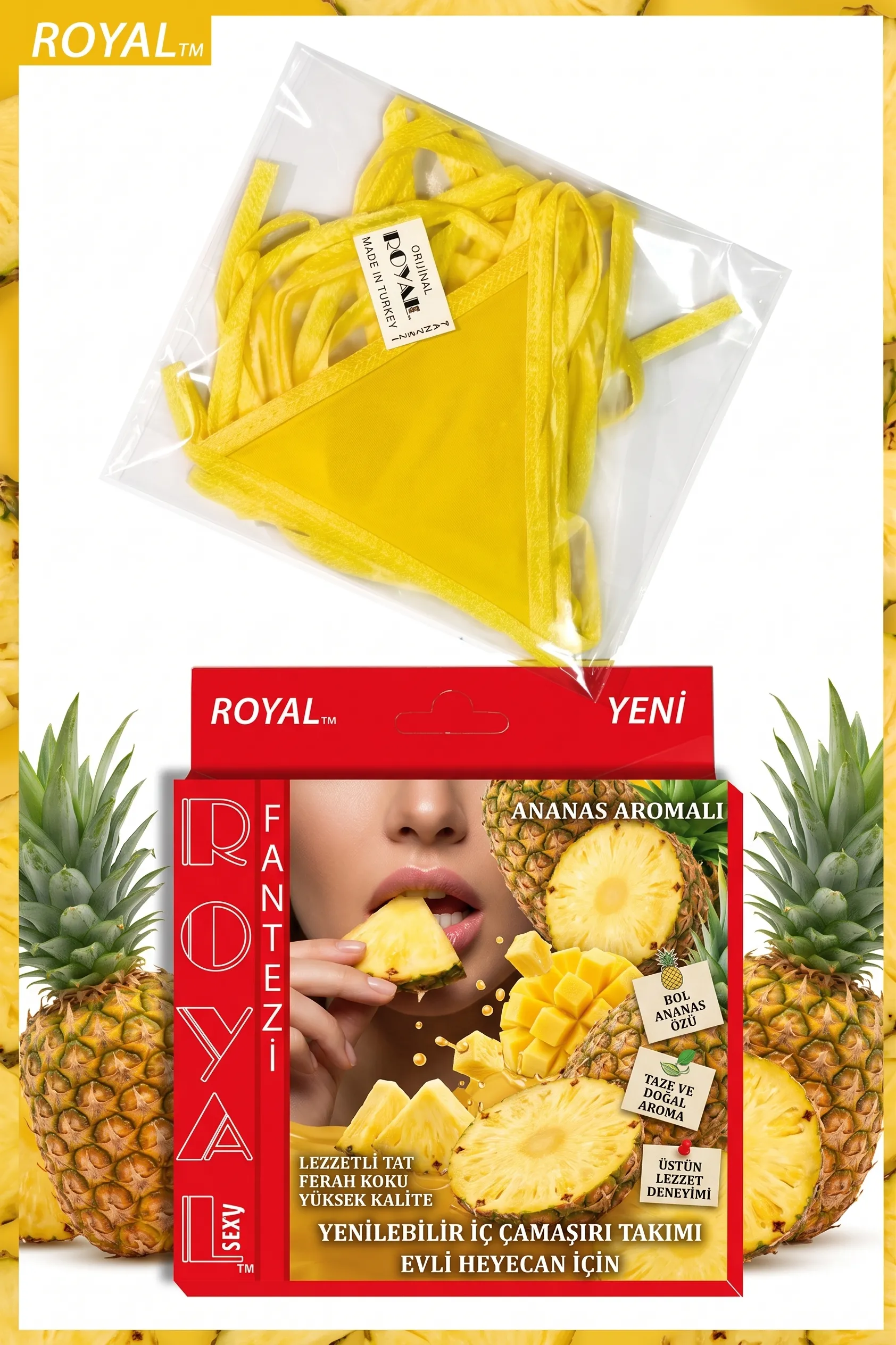 Arias Closet Fantezi Tüketilebilen Yenilebilir Ananas Aromalı İç Çamaşırı Takımı