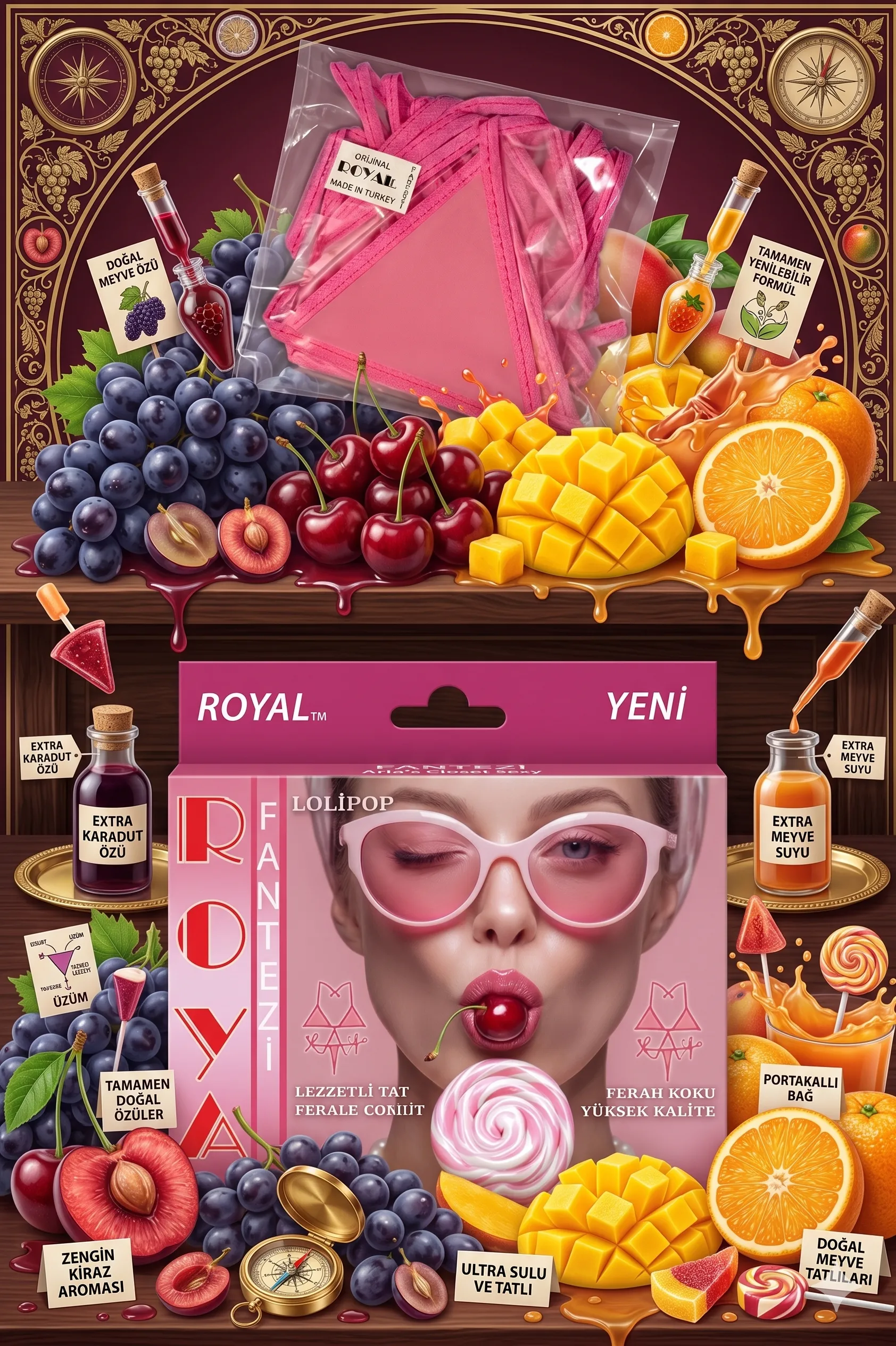 Arias Closet Fantezi Tüketilebilen Yenilebilir Lolipop Aromalı İç Çamaşırı Takımı