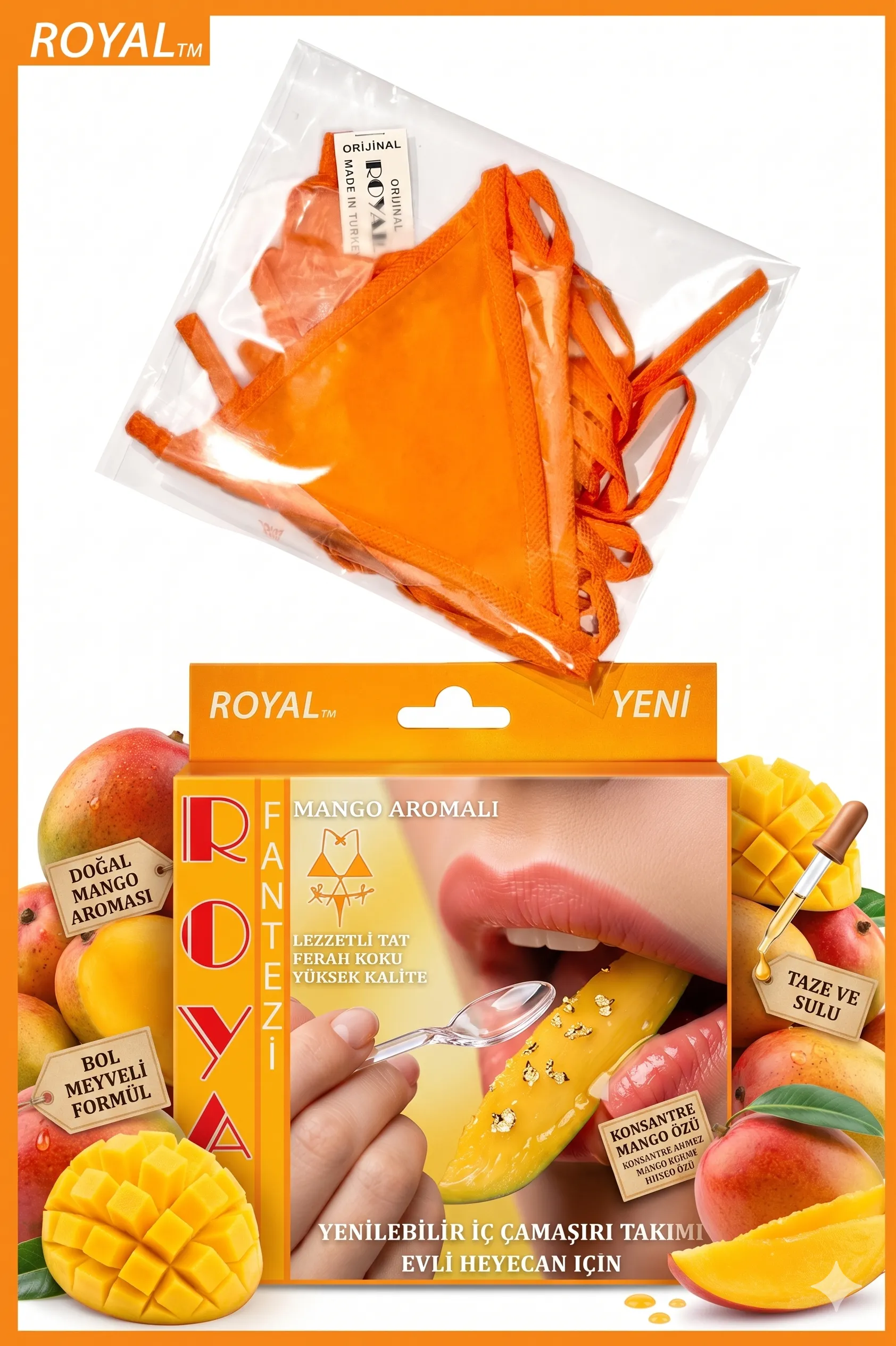 Arias Closet Fantezi Tüketilebilen Yenilebilir Mango Aromalı İç Çamaşırı Takımı