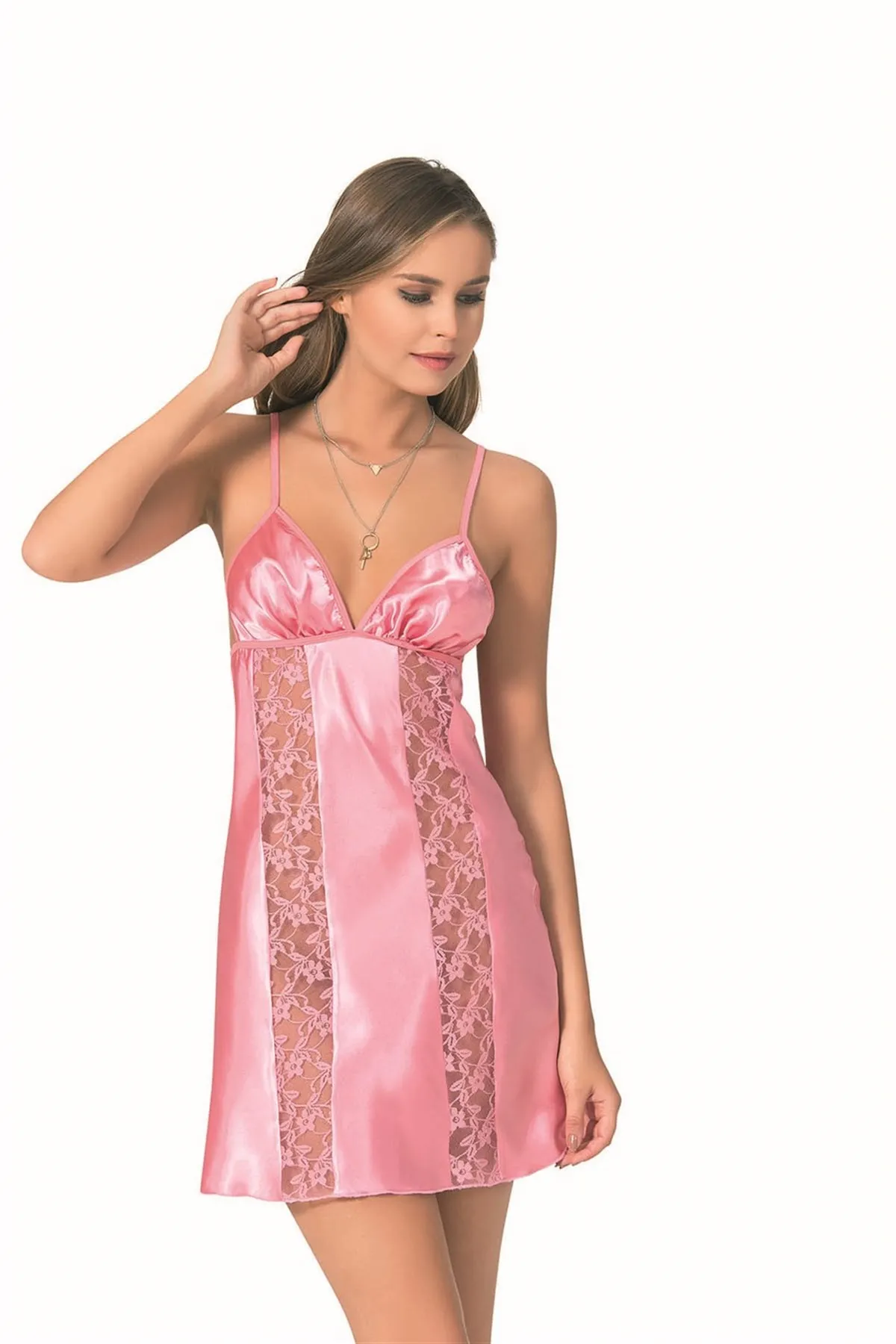 Arias Closet Pembe Kısa Saten Gecelik